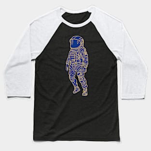 Astronaut drawing - yellow lines with blue background Baseball T-Shirt